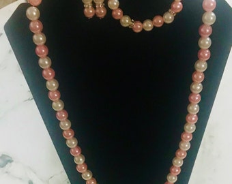 Coral and White Necklace Set