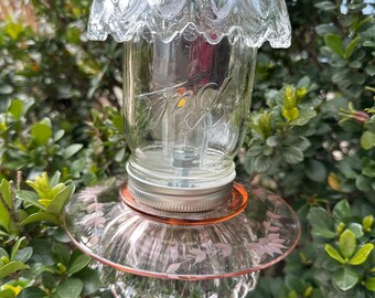 Up-cycled Glass Mason Jar Garden/Patio Solar Light