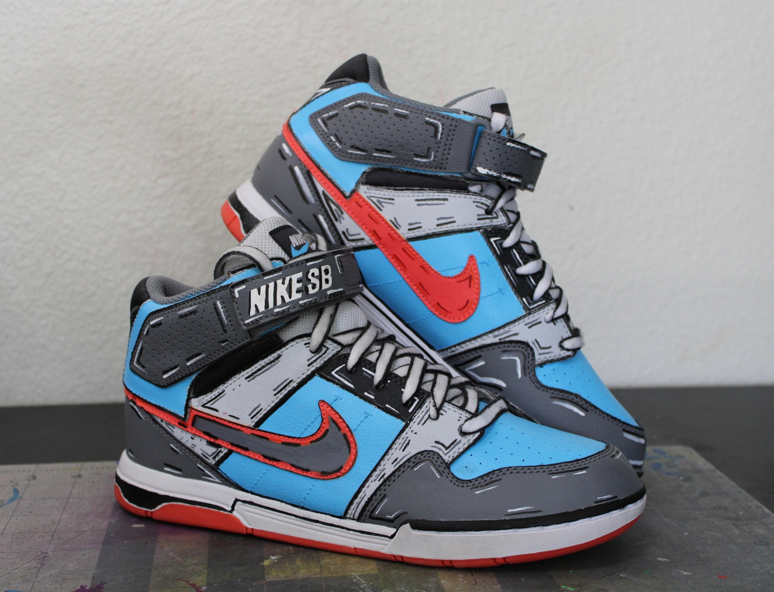 Custom Painted NIKE SB Pale Blue Design | Etsy