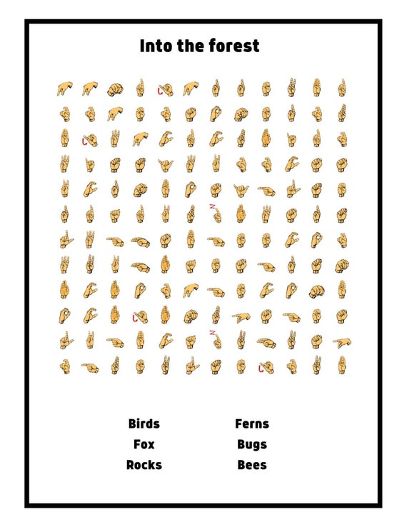 Printable ASL Word Search Set 1 - Etsy