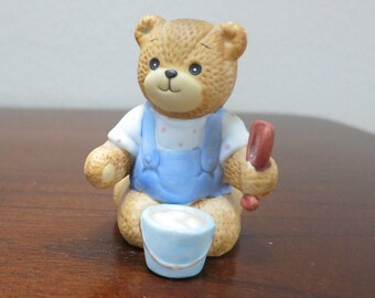 Lucy & Me Bear With Umbrella With Ducks Figurine Lucy Rigg 1985