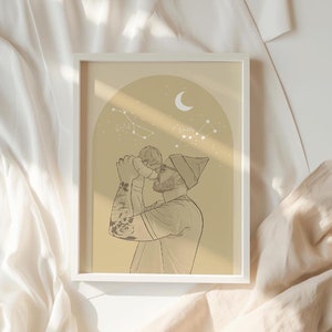 Póster de la constelación de papá y yo / Ilustración imprimible digital / Regalo personalizado / Idea de regalo para el Día del Padre / Retrato familiar de un nuevo papá y un bebé
