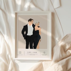 Personalised Couple Poster | Digital Printable Art Illustration Gift Boyfriend Girlfriend Partner Husband Wife Anniversary | Custom Portrait