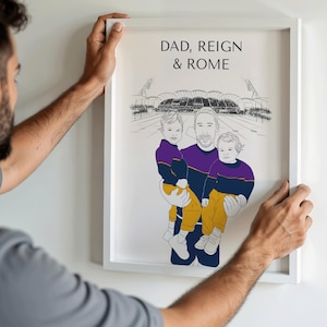Daddy & Me NRL Rugby Poster | Digital Printable Illustration | Personalised Artwork | Gift for New Dad | Father's Day Idea | Family Portrait