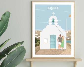 Custom Vintage Travel Poster, Personalised Art, Retro Digital Art Illustration