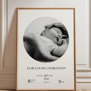Póster de nacimiento personalizado / Ilustración personalizada para nuevos padres / Anuncio de nacimiento
