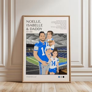 Custom Dad NFL Football Poster | Digital Druckbare Illustration Portrait | Personalisiertes Kunstwerk | Geschenk für neuen Vater | Vatertags-Idee