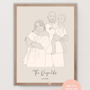 Custom Family Sketch | Digital Illustration | Personalised Gift | Gift for Parents | Christmas Gift Idea| Family Portrait