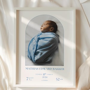 Póster de nacimiento personalizado / Ilustración personalizada para nuevos padres / Anuncio de nacimiento