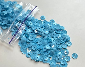 Semi Glossy Sky Blue Loose Cup Sequins 5mm, 1000 PCs