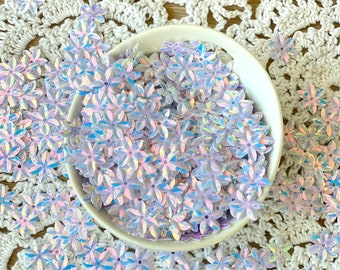 White AB iridescent flower sequins, about 250 PCs