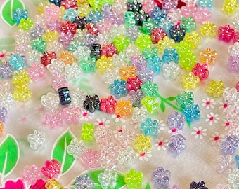 Mini Shiny Flower Beads AB, 20grams, about 200 pieces, 7mm
