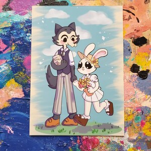 Cuddly Couple Gardening - Anime Art Print