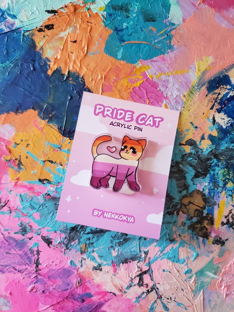Pride Cat Lesbian Pride Pride Cat Pin Etsy 