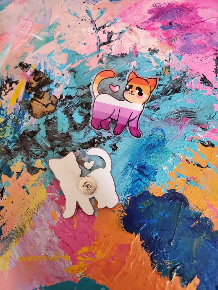 Pride Cat Lesbian Pride Pride Cat Pin - Etsy