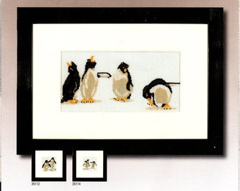 Lanarte Cross Stitch Kit Quartet of Peguins  13 x 6.5 CM Animals Collection
