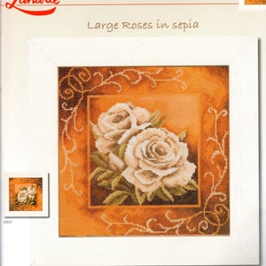 Lanarte Cross Stitch Kit Large Roses in Sepia 25 X 25 CM Classic Collection image 1