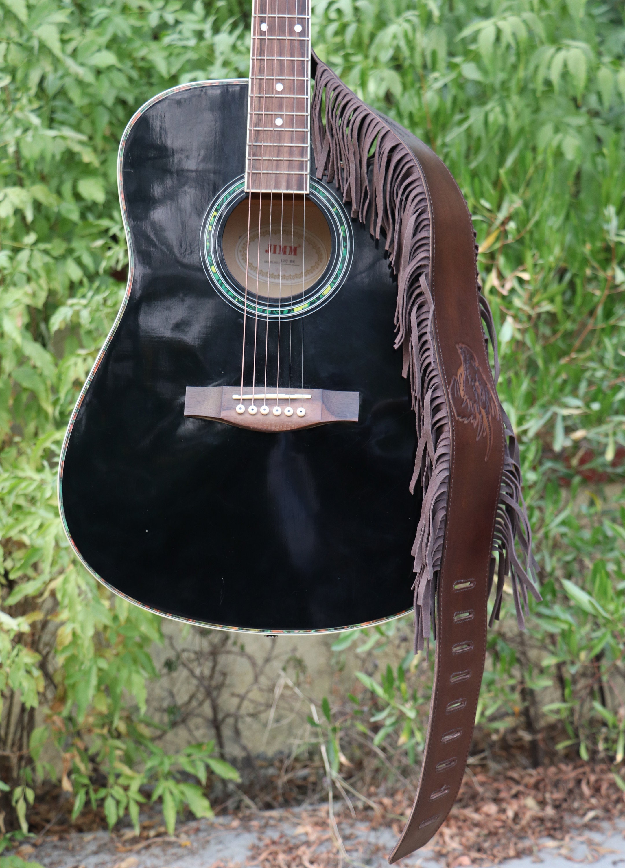 Guitar or Bass Strap Leather Fringe Music Instrument Strap Etsy