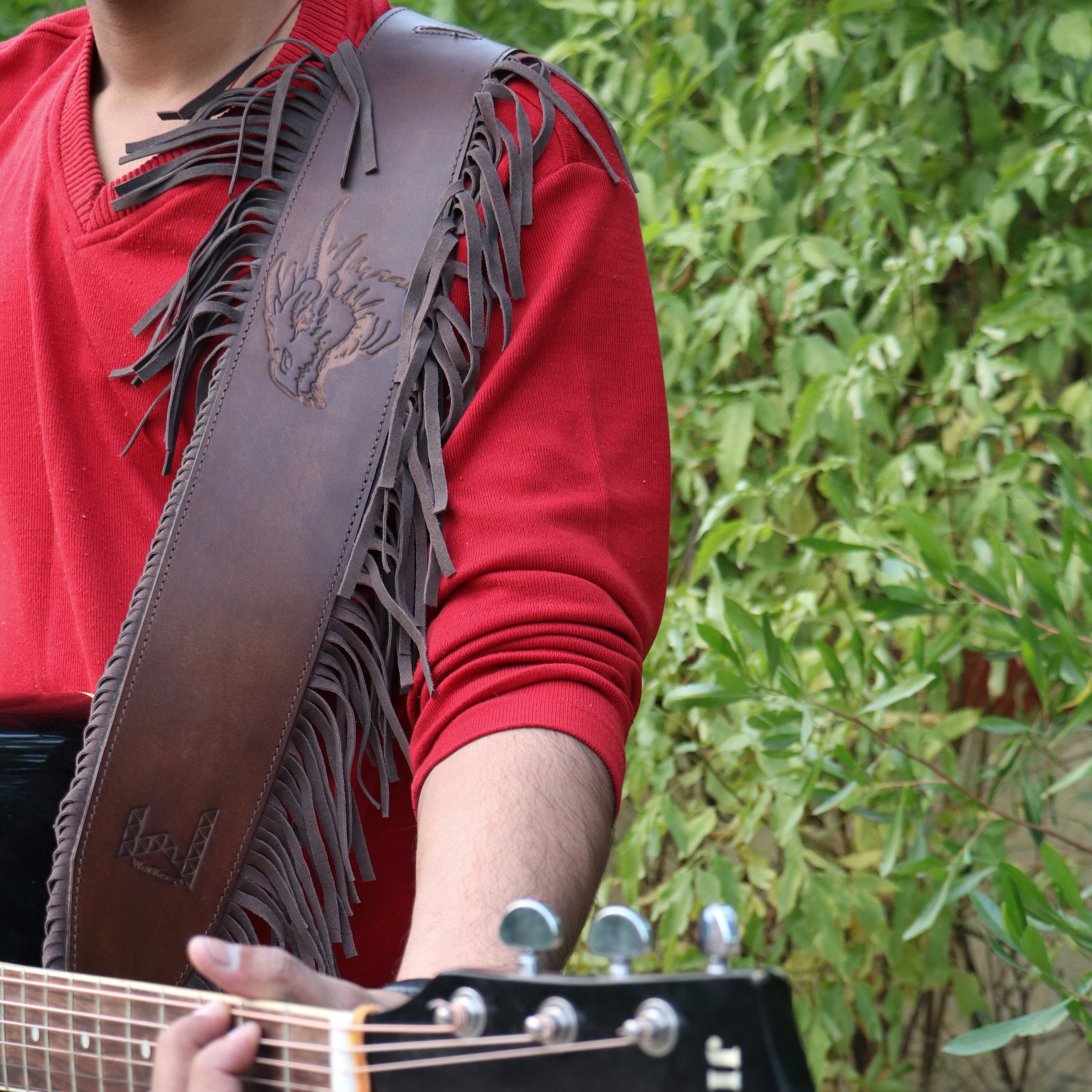 Guitar or Bass Strap Leather Fringe Music Instrument Strap Etsy