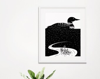 Canoe With Caution - Loon - Abstract Art - Unframed