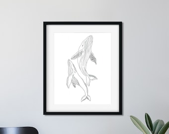 The Tide Is High - Whales - Nautical - Minimal - Abstract Art - Unframed