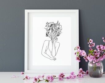 Wildflower - Girl - Bouquet - Abstract Art - Unframed