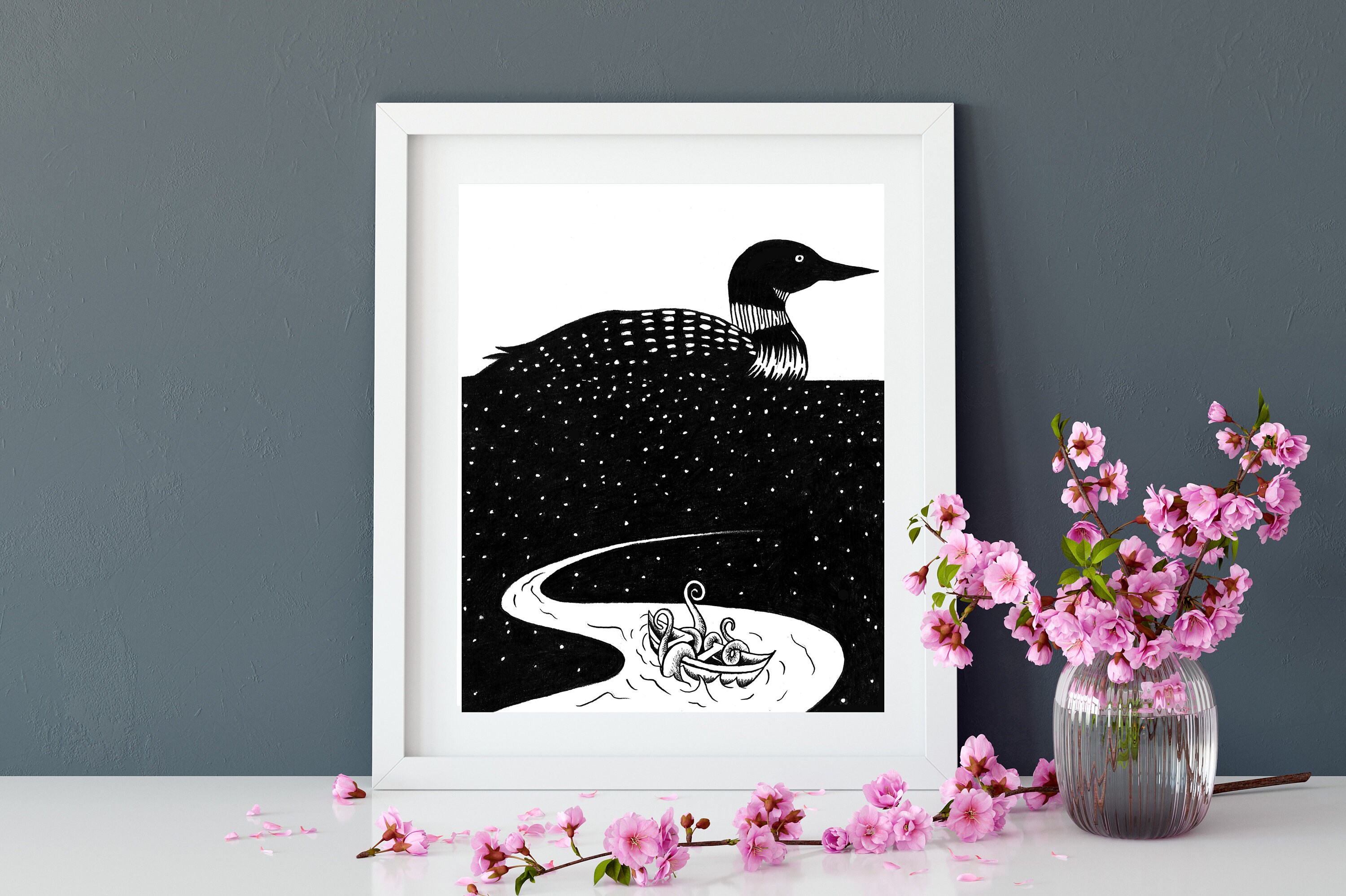 Canoe With Caution - Loon - Abstract Art - Unframed - Etsy