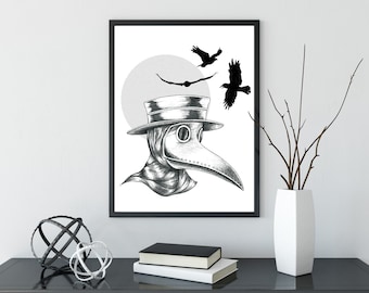 Plague Doctor - 16th & 17th Century - Abstract Art - Unframed