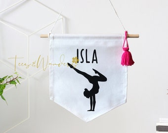 Dance Pin Canvas Banner, Minimalist Dance Banner with Name, Door Banner Gymnast Decor, Custom Banner Name, Personalized Dance Pennant 2024