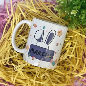 Custom Easter Mug 11oz, Personalized Easter Bunny Gift, Gift for Kids Easter 2022, Easter Basket Filler Ideas, Kids Gift Ideas for Easter