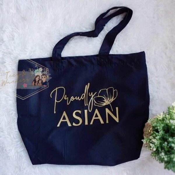 Proudly Asian Tote Bag, Stop Asian Hate, Asian American Apparel, Stop Hate Hate is a Virus, Proud to be Asian Reusable Tote Bag |Asian Owned