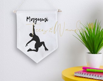 Figure Skater Banner, Door Banner, Gift for Figure Skater, Figure Skating Decor, Ice Skating Lover, Pin Holder, Figure Skating Gift Ideas