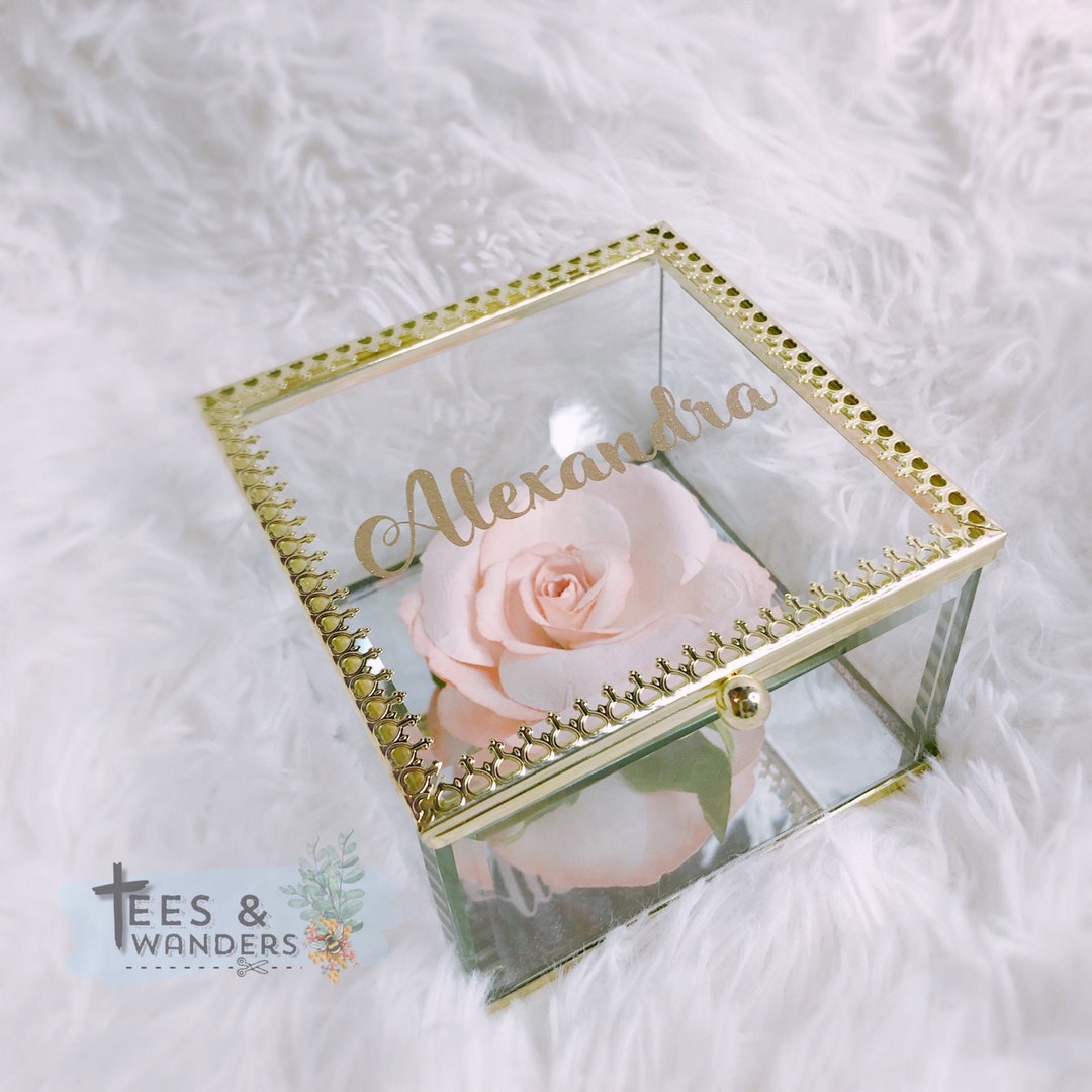 Personalized Glass Jewelry Box Simple Jewelry Box Gold Etsy