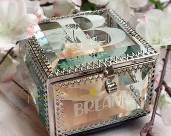 Personalized Jewelry Box | Glass Jewelry Box for Her | Wedding Ring Box | Gift for Him | Keepsake Box