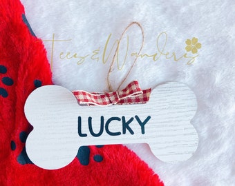Custom Pet Ornament, Name Ornament for Dog,  Puppy Bone Christmas Ornament, Pet Lover, Christmas 2023, White Dog Bone Ornament with Name