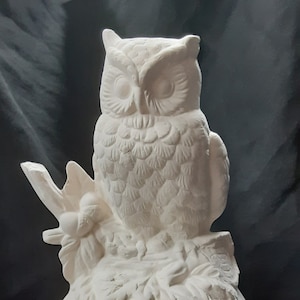 Standing Owl Unpainted Ceramic Bisque