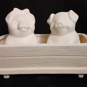 Pigs in Trough Unpainted ceramic Bisque