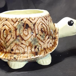 Ceramic Turtle Planter: Handmade and hand painted
