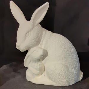 Nurturing Rabbit Unpainted Ceramic Bisque