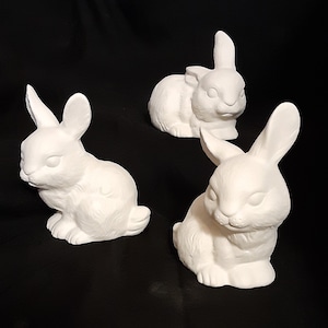 Three Bunnies Unpainted Ceramic Bisque
