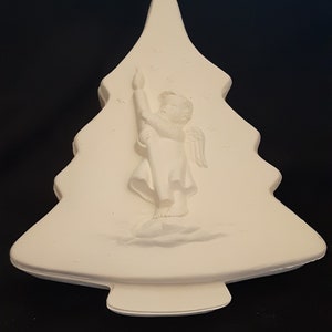 Christmas Tree Trinket Box Unpainted Ceramic Bisque
