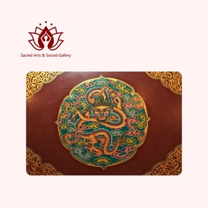 Authentic Tibetan Masterpiece Hand Carved and Painted Buddhist Foldable Central Table Featuring Astamangal Face,Perfect for Your Living Room zdjęcie 7