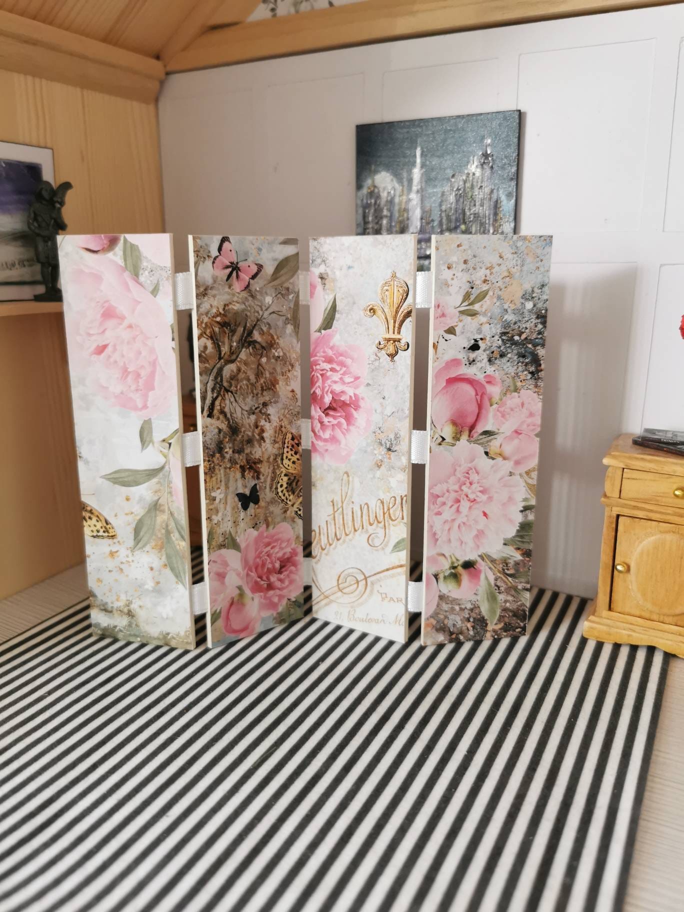 Dollhouse miniature folding screen Etsy.de