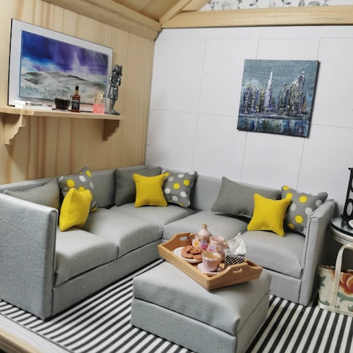 Two Seater Corner Sofa With Cushions/pillows DOLLS HOUSE Made Etsy UK