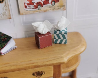 DOLLHOUSE Chevron Tissue Boxes 1:12th Scale | Set of 2 | Suitable for 6"/15cm Figures | Handmade