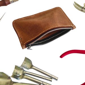 Cartera de piel auténtica - hecha a mano - piel minimalista - piel curtida - piel flor - billetera - monedero - mujer - monedero - monedero