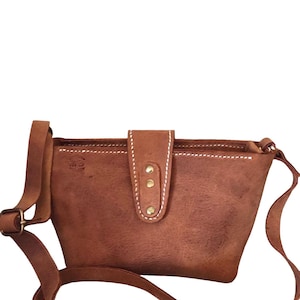 Echt Leder Tasche - Handgemacht - Minimalistisches Leder - Pflanzlich gegerbtes Leder - Vollnarbenleder - Tote Bag - Crossbody - Damen - Top Griff