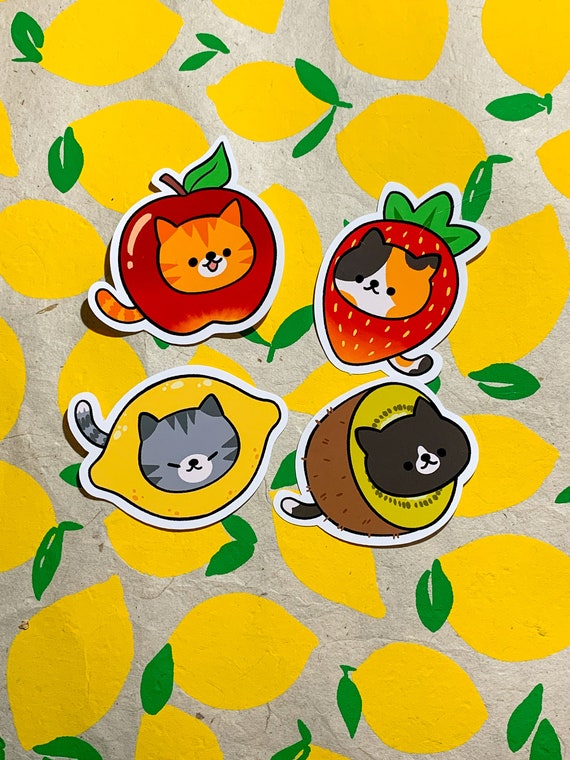 Fruit Kitties Sticker Set - Etsy
