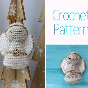 English CROCHET PATTERN for a Christmas Angel tree ornament