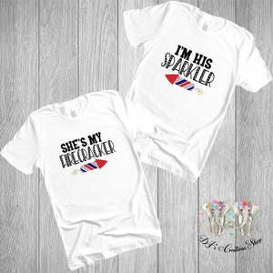 She&#39;s My Firecracker | I&#39;m His Sparkle | July 4th | His & Hers Adult T-shirt | Mens Unique Gift | Women&#39;s Unique Gift